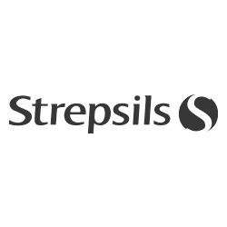 logo en blanco y negro de strepsils